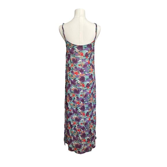 NIGHTCAP | Women’s 100% Silk Floral Midi Dress Sleeveless Cowl | Size Medium - Picture 3 of 5